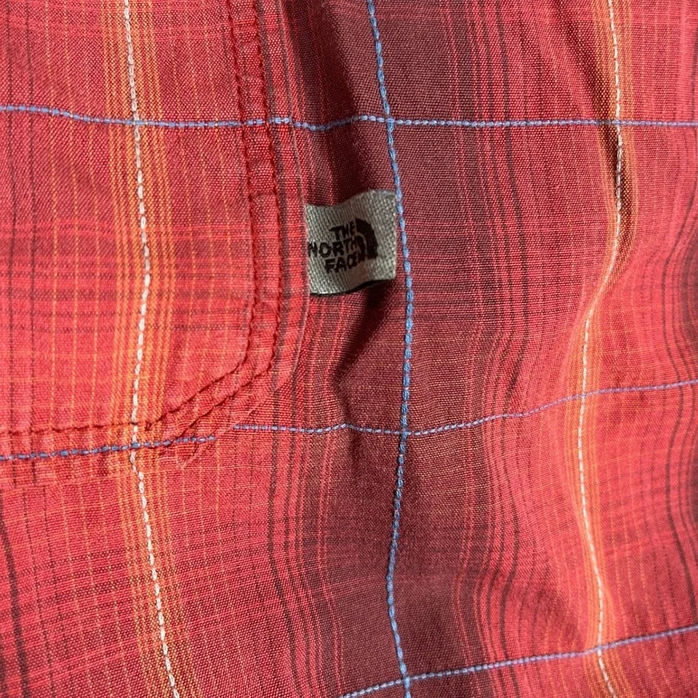 The North Face Mens XXL Red Plaid Long Sleeve Button Down Cotton Shirt